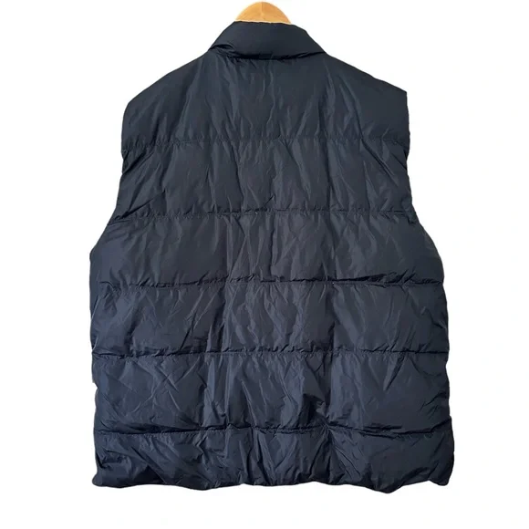 Orvis Down Puffer Vest Navy Orange Full Zip Snap Front Pockets Men’s Size XL - Picture 2 of 7